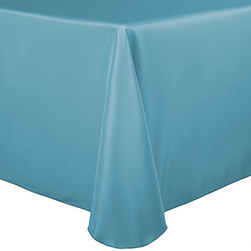 Ultimate Textile 60 x 102-Inch Oval Polyester Linen Tablecloth Turquoise Blue