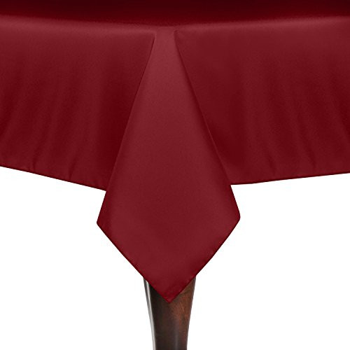 Ultimate Textile 60 x 60-Inch Square Polyester Linen Tablecloth Holiday Red