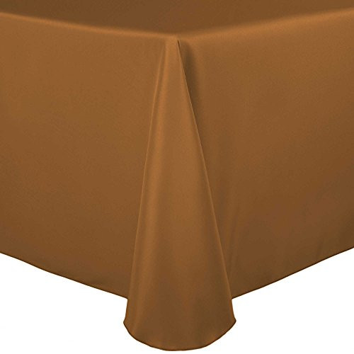 Ultimate Textile 70 x 104-Inch Oval Polyester Linen Tablecloth Copper Brown