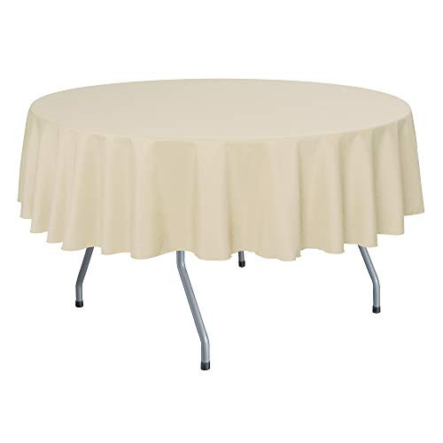 Ultimate Textile 84-Inch Round Polyester Linen Tablecloth Tan Beige
