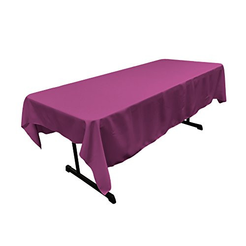 LA Linen 60 inch  by 90 inch  Rectangular Polyester Poplin Tablecloth - Pack of 1 - Magenta.