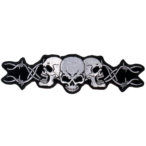 Hot Leathers Barbed Wire Skull Trio Patch  3 inch  Width x 4 inch  Height