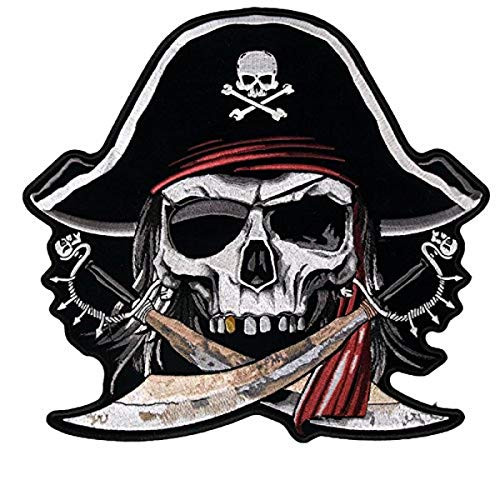 Hot Leathers Pirate Skull Patch  Multicolor  5 inch  Width x 5 inch  Height