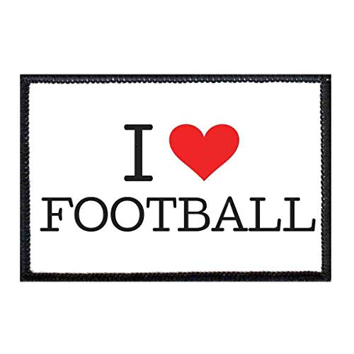 I Love Football Typewriter Morale Patch   Hook and Loop Attach for Hats  Jeans  Vest  Coat   2x3 in   by Pull Patch
