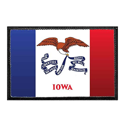 Iowa State Flag - Color Morale Patch   Hook and Loop Attach for Hats  Jeans  Vest  Coat   2x3 in   by Pull Patch