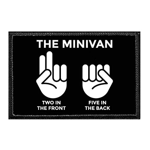 The Minivan - Two in The Front - Five in The Back   Hook and Loop Attach for Hats  Jeans  Vest  Coat   2x3 in   by Pull Patch