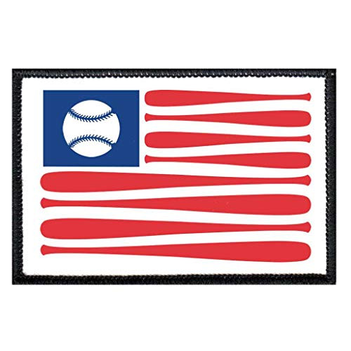 American Flag Baseball Morale Patch   Hook and Loop Attach for Hats  Jeans  Vest  Coat   2x3 in   by Pull Patch