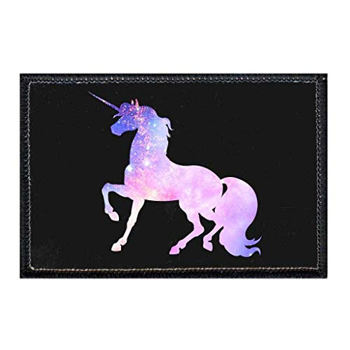 Celestial Unicorn - Black Morale Patch   Hook and Loop Attach for Hats  Jeans  Vest  Coat   2x3 in   by Pull Patch