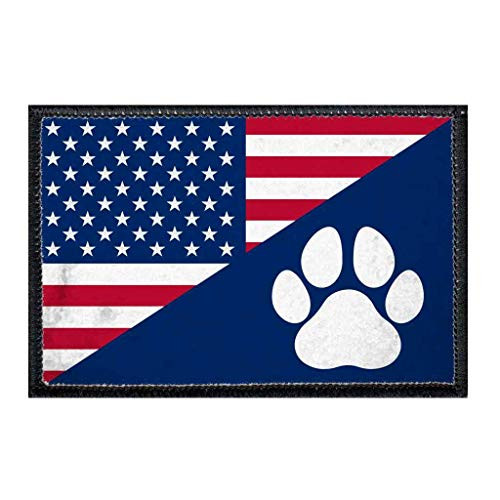 US Paw Flag Morale Patch   Hook and Loop Attach for Hats  Jeans  Vest  Coat   2x3 in   by Pull Patch