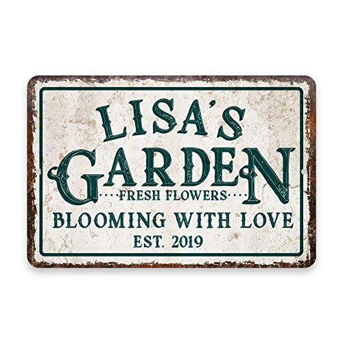 Pattern Pop Personalized Vintage Distressed Look Flower Garden Metal Sign 8 X 12