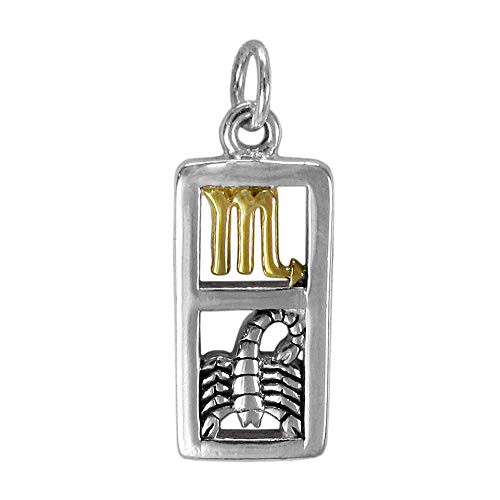 Sterling Silver Scorpio the Scorpion Zodiac Charm with 14k Gold Plating