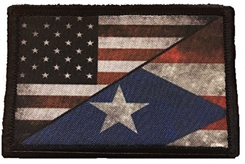 Puerto Rico USA Flag Morale Patch. 2x3 inch  Hook and Loop Patch. Made in The USA