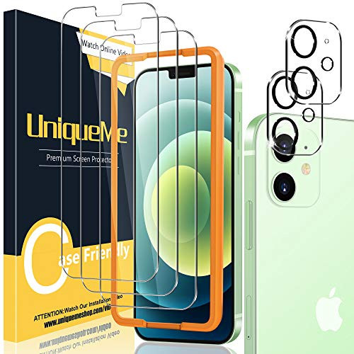 2 Plus3 Pack  UniqueMe Camera Lens Protector and Screen Protector Compatible with iPhone 12 Mini 5.4 inch Tempered Glass?NOT for iPhone 12? Easy Installation Frame  HD Clear  9H Hardness
