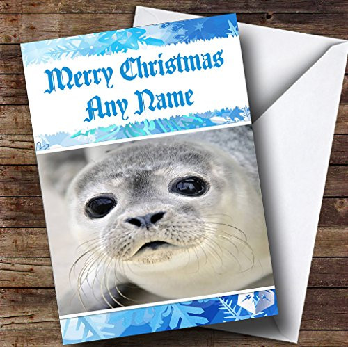Cute Seal Personalized Christmas Holiday Greetings Greetings Card