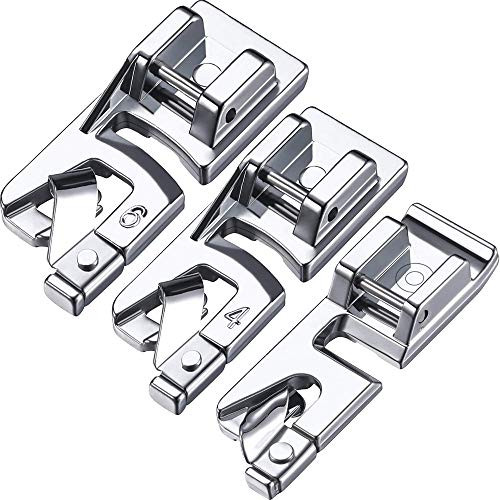 3PCS Narrow Rolled Hem Sewing Machine Presser Foot Set  3mm  4mm and 6mm  for All Low Shank Snap-On Singer  Brother  Babylock  Euro-Pro  Janome  Kenmore  White  Elna Sewing Machines