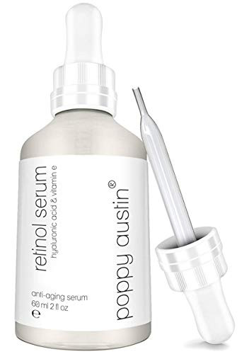 Retinol Serum by Poppy Austin - Vegan  Cruelty-Free  and  Organic - with 2.5 Percent Retinol  Vitamin E  and  Hyaluronic Acid - Anti Ageing Serum for Face  Neck  and  Under Eye Wrinkles  2 oz