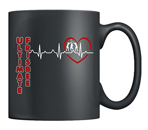 Ultimate Frisbee Mug Ceramic - Ultimate Frisbee Heartbeat Coffee Mug  Tea Cup 11 Oz Black  Men And Women Ultimate Frisbee Mugs  Black