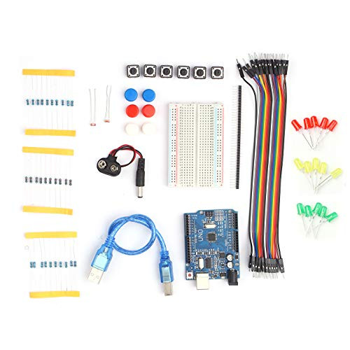 KKmoon Starter Kit Beginners Learning Kit with Breadboard LED Jumper Wire Buttons Electronics Component Replacement for R3