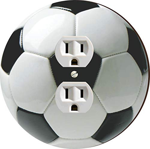 Sam Sandor - Soccer Ball Design - Round Light Switch Plate Cover - Outlet Cover