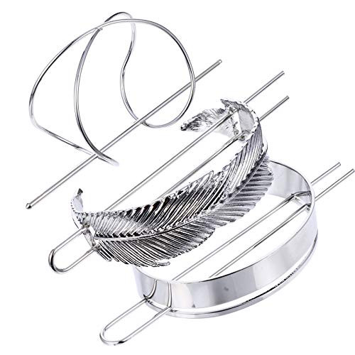 Beaupretty 3pcs Hair Cuff Bun Set with Leaves Hair Cuff Bun X Shaped Hair Cuff Bun and Semicircle Hair Cuff Bun Cage Women Hair Bun Holder Hair Accessories