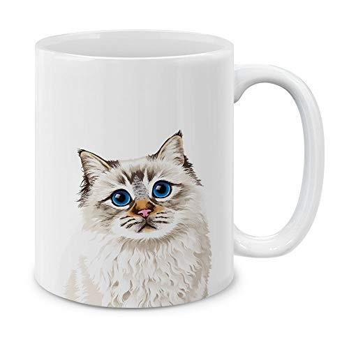 MUGBREW Cute Seal Lilac Tabby Point Birman Cat Ceramic Coffee Mug Tea Cup  11 OZ