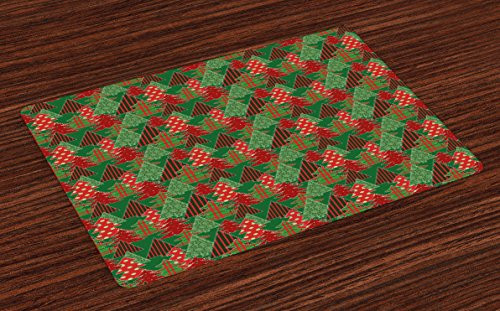 Ambesonne Christmas Place Mats Set of 4 Abstract Pines with Swirls Dots Lines Design Patchwork Style Print Washable Fabric Placemats for Dining Room Kitchen Table Decor Coral Green Ambesonne Christmas Place Mats Set of 4 Abstract Pines with Swirls Dots Lines Design Patchwork Style Print Washable Fabric Placemats for Dining Room Kitchen Table Decor Coral Green