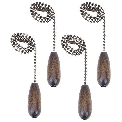 YiZYiF 4Pcs Ceiling Fan Pulls Chain Wooden Pull Chain Extension Wooden Pendant Pull Chain for Ceiling Light Lamp Fan Chain Coffee OneSize