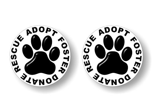 2 Dog Paw Rescue Adopt Foster Donate 4 inch  Pet Decals Puppy Foot Print Vinyl Stickers for Car Vehicle Window or Bumper  Black Paw on White 2 Dog Paw Rescue Adopt Foster Donate 4 inch  Pet Decals Puppy Foot Print Vinyl Stickers for Car Vehicle Window or Bumper  Black Paw on White