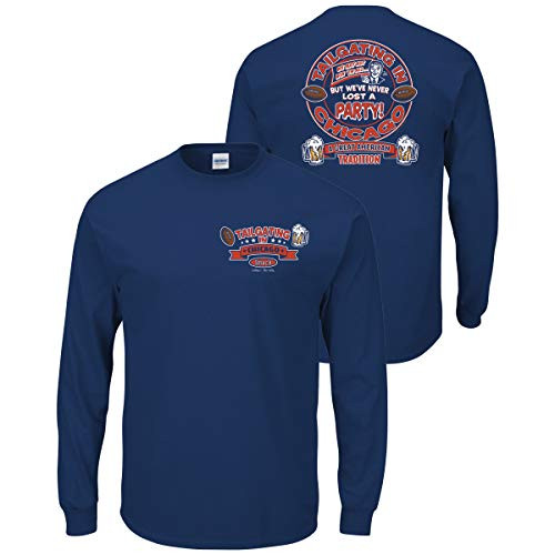 Chicago Football Fans. Tailgating in Chicago Navy T-Shirt  Sm-5X   Long Sleeve  X-Large