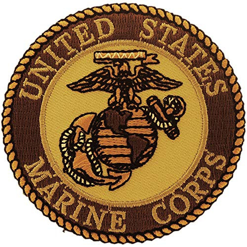 United States Marine Corps USMC Seal Logo Patch  with Iron-On Adhesive  Desert Sand