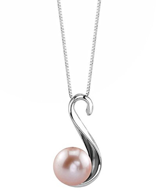 THE PEARL SOURCE 8-9mm Genuine Pink Freshwater Cultured Pearl Anastasia Pendant Necklace for Women THE PEARL SOURCE 8-9mm Genuine Pink Freshwater Cultured Pearl Anastasia Pendant Necklace for Women