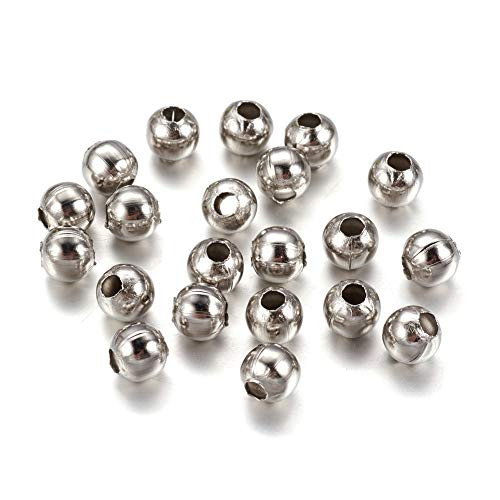 Craftdady 1000Pcs Stainless Steel Round Ball Spacer Beads 5mm Tiny Smooth Metal Rondelle Charm Loose Beads for DIY Jewelry Craft Making Hole 2mm Craftdady 1000Pcs Stainless Steel Round Ball Spacer Beads 5mm Tiny Smooth Metal Rondelle Charm Loose Beads for DIY Jewelry Craft Making Hole 2mm