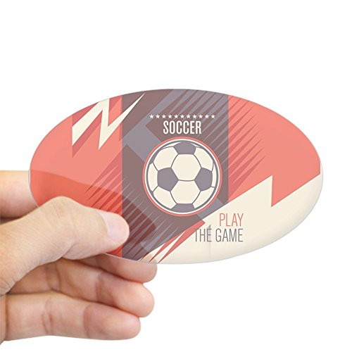 Sticker Clear  Oval  Large Soccer Football Play The Game Red
