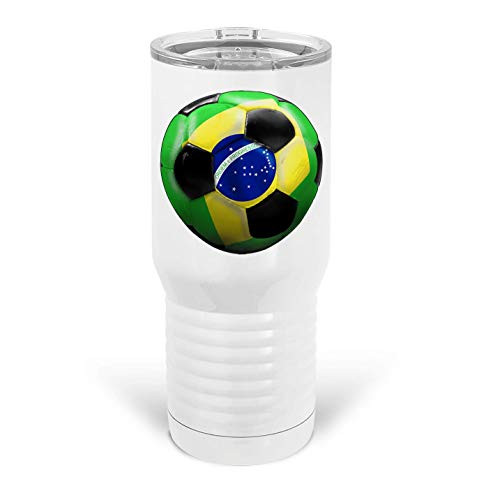HARD EDGE DESIGN Brazil Soccer Metal Tumbler  White  20oz