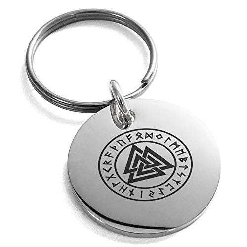Tioneer Stainless Steel Norse Valknut Knot Viking Symbol Small Medallion Circle Charm Keychain Keyring Tioneer Stainless Steel Norse Valknut Knot Viking Symbol Small Medallion Circle Charm Keychain Keyring