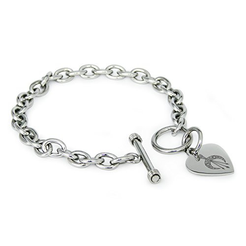 Stainless Steel Artemis Greek Goddess of Moon Symbols Heart Charm  Bracelet Only