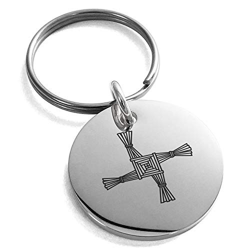 Tioneer Stainless Steel Celtic Saint Brigid Cross Symbol Small Medallion Circle Charm Keychain Keyring Tioneer Stainless Steel Celtic Saint Brigid Cross Symbol Small Medallion Circle Charm Keychain Keyring