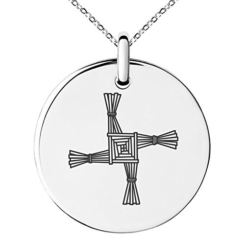 Tioneer Stainless Steel Celtic Saint Brigid Cross Symbol Small Medallion Circle Charm Pendant Necklace Tioneer Stainless Steel Celtic Saint Brigid Cross Symbol Small Medallion Circle Charm Pendant Necklace