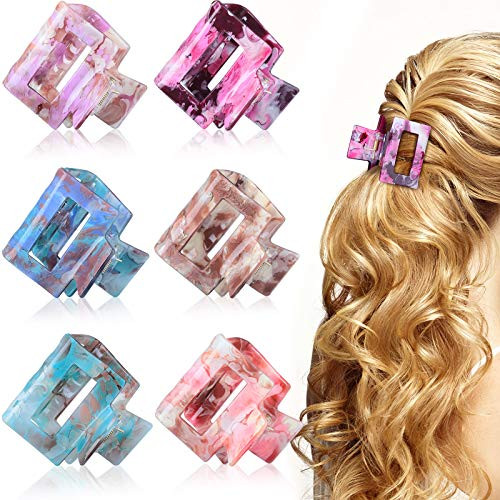 6 Pieces Hair Claw Clips Tortoise Shell Hair Claw Barrettes Acetate Hair Clip Acrylic Hair Jaw Clips French Design Celluloid Hair Clamp Non Slip Jaw Clip Hair Accessories for Women Girls  1.9 Inch  Lovely Pattern