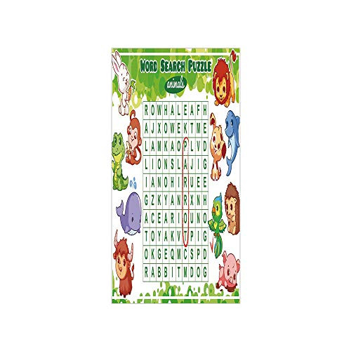 3D Decorative Film Privacy Window Film No Glue Word Search Puzzle Educational Game for Kids Decorated with Cute Animals Worksheet Print Multicolor for Home and Office