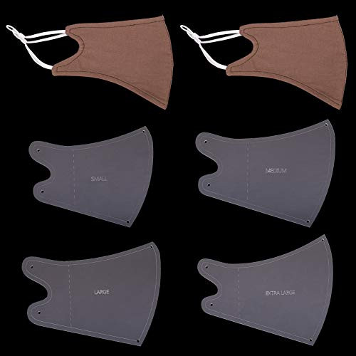 4 PCS Face Covering Making Template Sewing Ruler Acrylic Non-Slip Durable Template  Face Covering Pattern for Sewing Set of 4 Sizes for DIY Production Template Supplies for Handmade Lovers