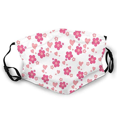 Fashion Fillter Face Cloth For?Patchwork Style Daisies With Big And Little Hearts Romantic Springtime?Cold Mouth Dustproof Double Protection for every adult