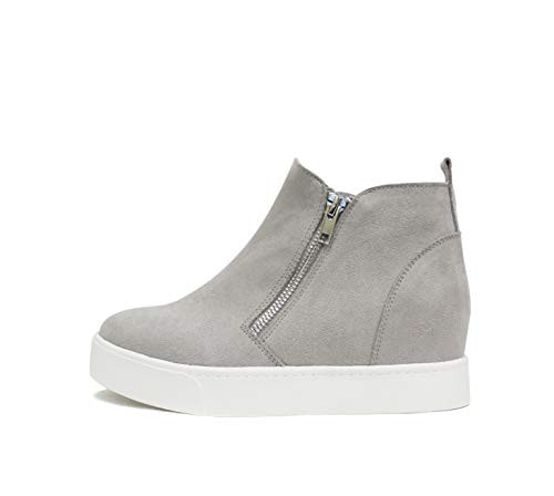 Soda Taylor Hidden Wedge Booties Fahsion Sneaker Shoes Side Zipper  11  Light Grey