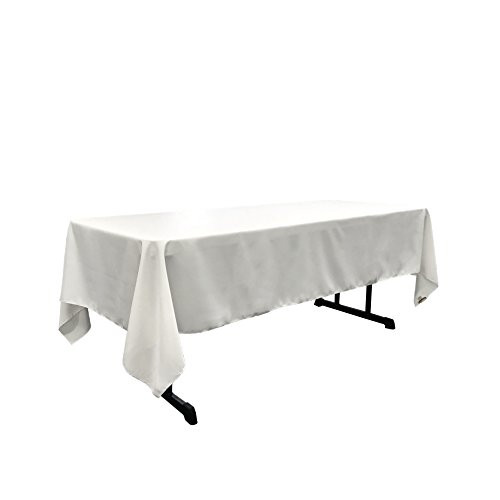 LA Linen Polyester Poplin Tablecloth   60 inch  by 120 inch  Rectangular Pack of 1   White