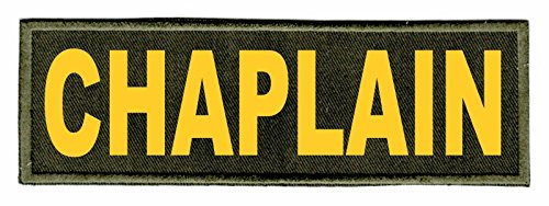 Chaplain Identification Patch - 6x2 - Gold Lettering - OD Green Twill Backing - Sew-On