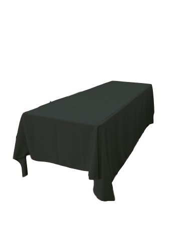 LA Linen Polyester Poplin Rectangular Tablecloth  90 by 132-Inch  Black