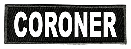 Coroner Identification Patch - 6x2 - White Lettering - Black Twill Backing - Hook Panel