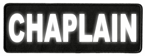Chaplain Identification Patch - 11x4 - Reflective Lettering - Black Twill Backing - Sew-On