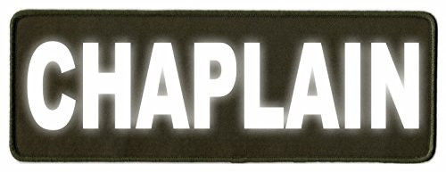 Chaplain Identification Patch - 11x4 - Reflective Lettering - OD Green Twill Backing - Hook Backing