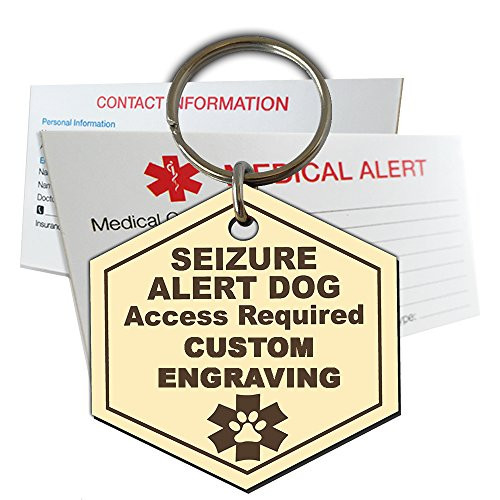 My Identity Doctor Seizure Alert Service Dog Tag Custom Engraved Hexagon Plastic - Ivory - Large